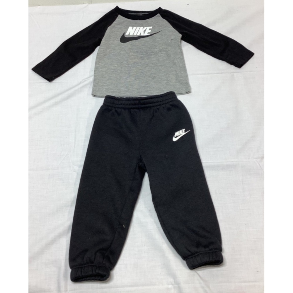 Nike Boys 18 months Long Sleeve Shirt and Jogger Pants Matching Set Black Grey